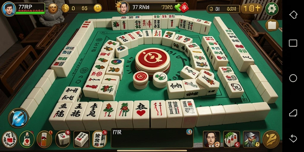Tangkapan layar utama 77RP menampilkan gameplay Mahjong yang seru.