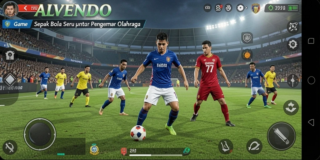 Tangkapan layar gameplay ALVENDO, menampilkan aksi seru di lapangan.