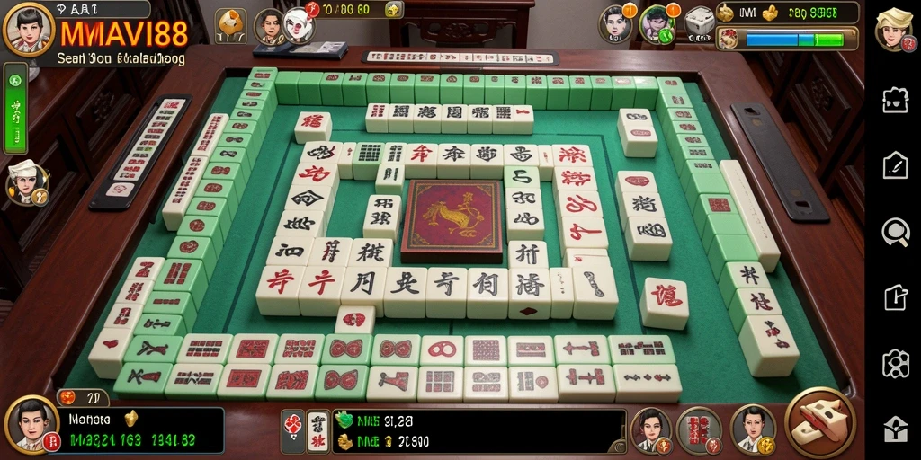 Tampilan gameplay yang seru dari AMAVI88 dengan ubin Mahjong.