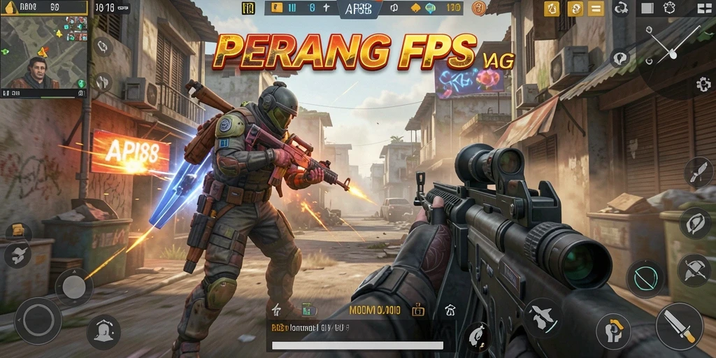 Screenshot menampilkan aksi seru gameplay FPS API88.