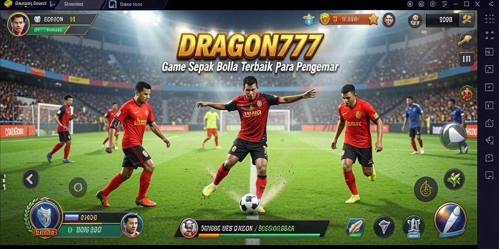 Screenshot gameplay menarik DRAGON777 yang menunjukkan aksi sepak bola.