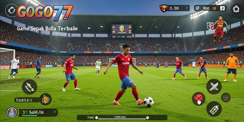Screenshot GOGO77 menampilkan pemain dalam aksi di lapangan sepak bola.