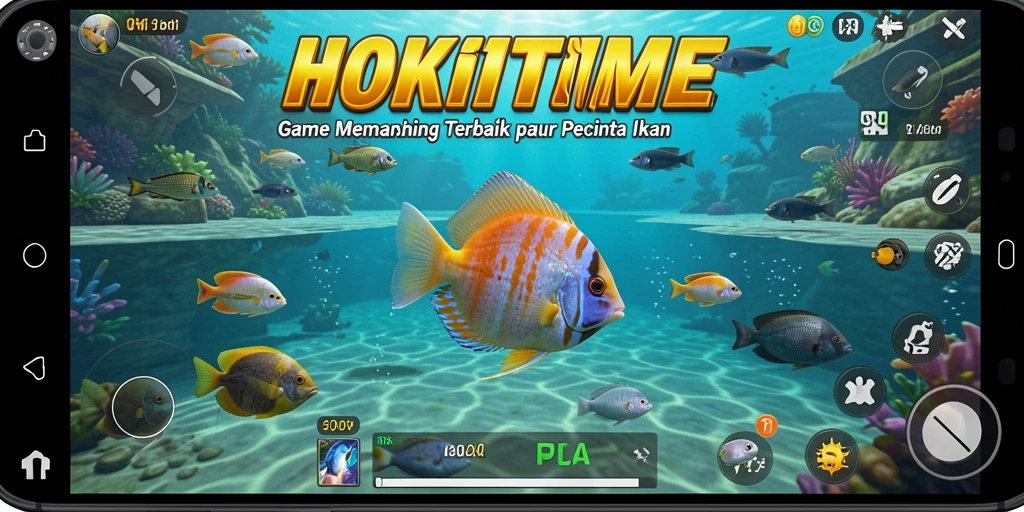 Tampilan gameplay HOKITIME yang seru dan menarik saat memancing.