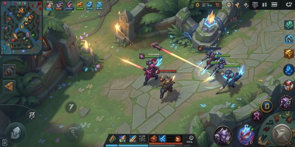 Tampilan gameplay seru dan strategis dalam IDAGAME MOBA.