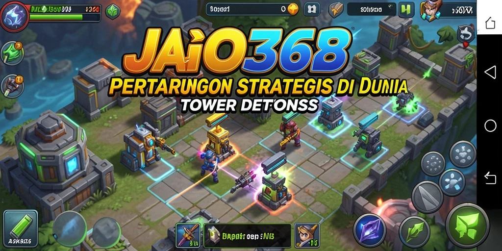 Tampilan gameplay menegangkan di JAGO368 dengan pertahanan tower yang strategis.