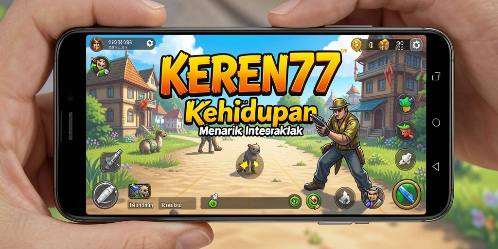 Tampilan gameplay KEREN77 yang penuh warna dan kreatif.