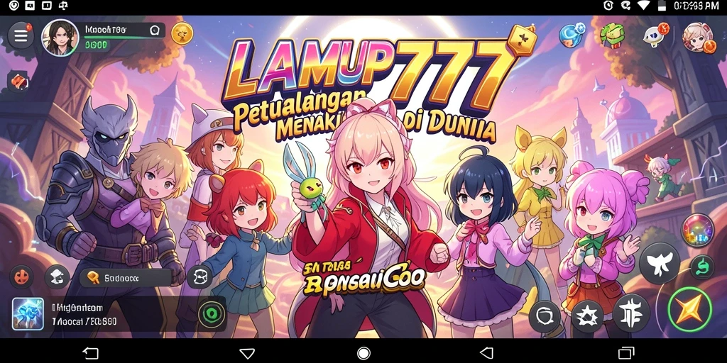 Tampilan gameplay LAMPU777 yang penuh warna dan karakter menarik.