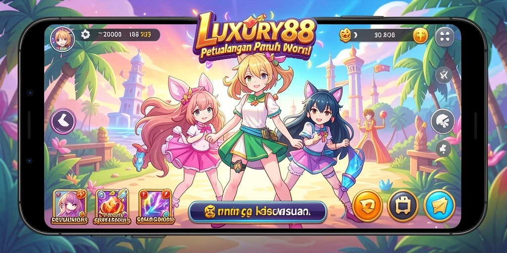 Gameplay LUXURY88 dengan karakter anime yang menawan.