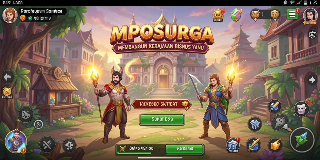 Screenshot menunjukkan aksi manajemen bisnis yang seru dalam MPOSURGA.