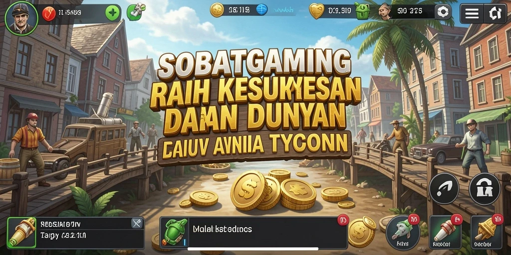 Tampilan gameplay SOBATGAMING dengan berbagai bisnis yang dikelola.