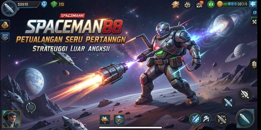 Gameplay SPACEMAN88 menampilkan pertempuran strategis luar angkasa yang mendebarkan.