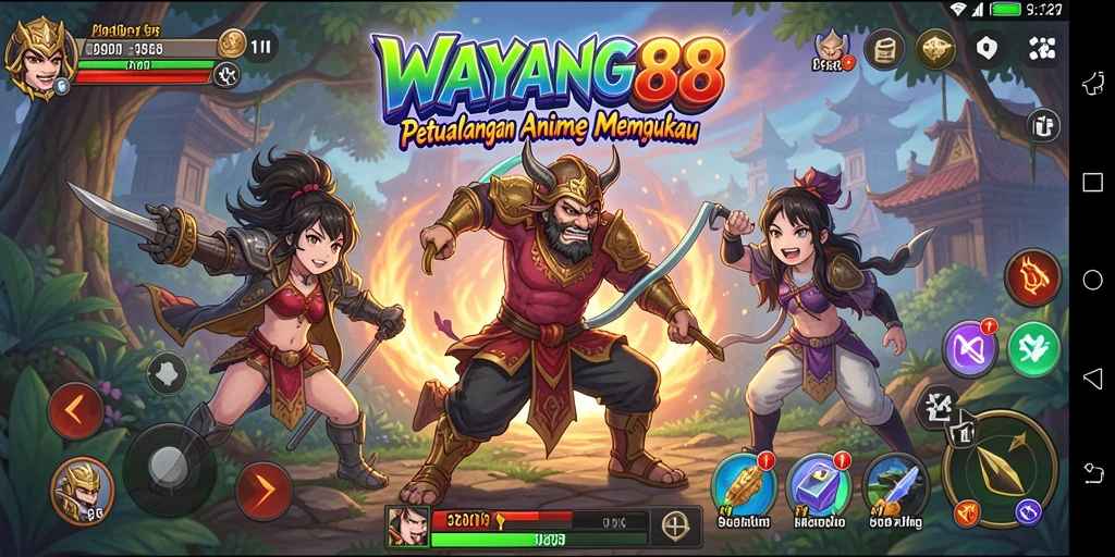 Tampilan gameplay seru di WAYANG88 dengan karakter Anime terkenal.
